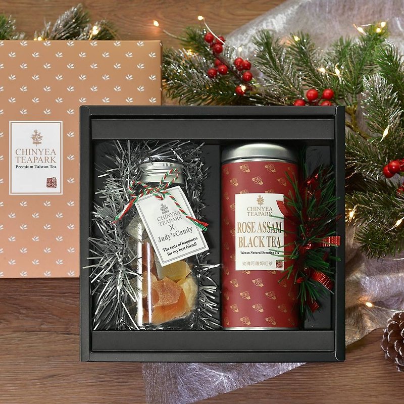 新年限定茶礼盒 -- iTQi玫瑰阿萨姆红茶+大人味琥珀糖 - 茶 - 其他材质 金色