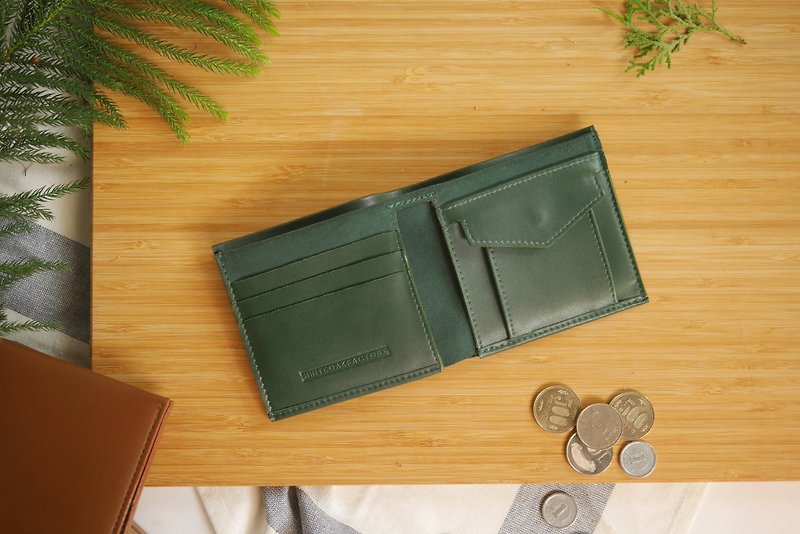 手工皮革短夹-绿色 - 皮夹/钱包 - 其他材质 绿色
