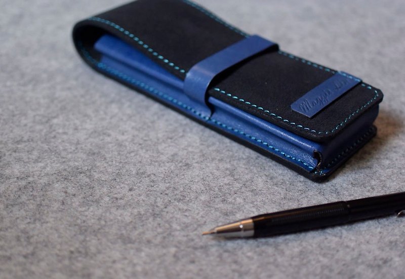 YOURS  真皮笔袋3入装  蓝色麂皮+蓝色皮革 - 铅笔盒/笔袋 - 真皮 