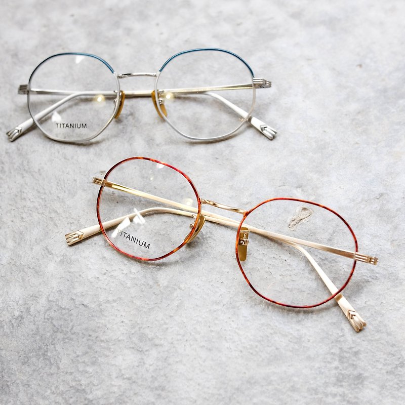 【目目商行】韩国 新款 复古特色多角元框 钛金属 钛鼻垫 - 眼镜/眼镜框 - 其他金属 多色