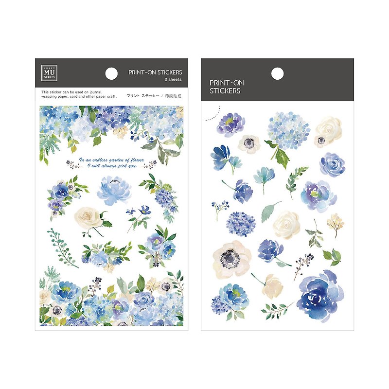 【Print-On Stickers 转印贴纸】no.39-澄蓝玫瑰 | 花草系列 - 贴纸 - 其他材质 蓝色