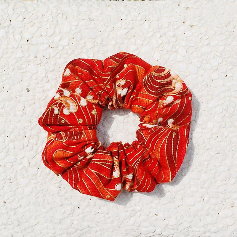 日式海波纹发束_红/大肠圈 甜甜圈 发圈 - 发饰 - 棉．麻 红色