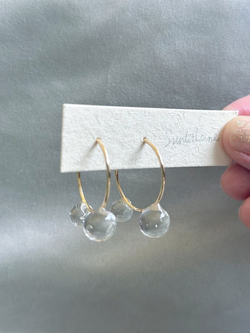 两颗水珠耳环 - 耳环/耳夹 - 其他材质 透明