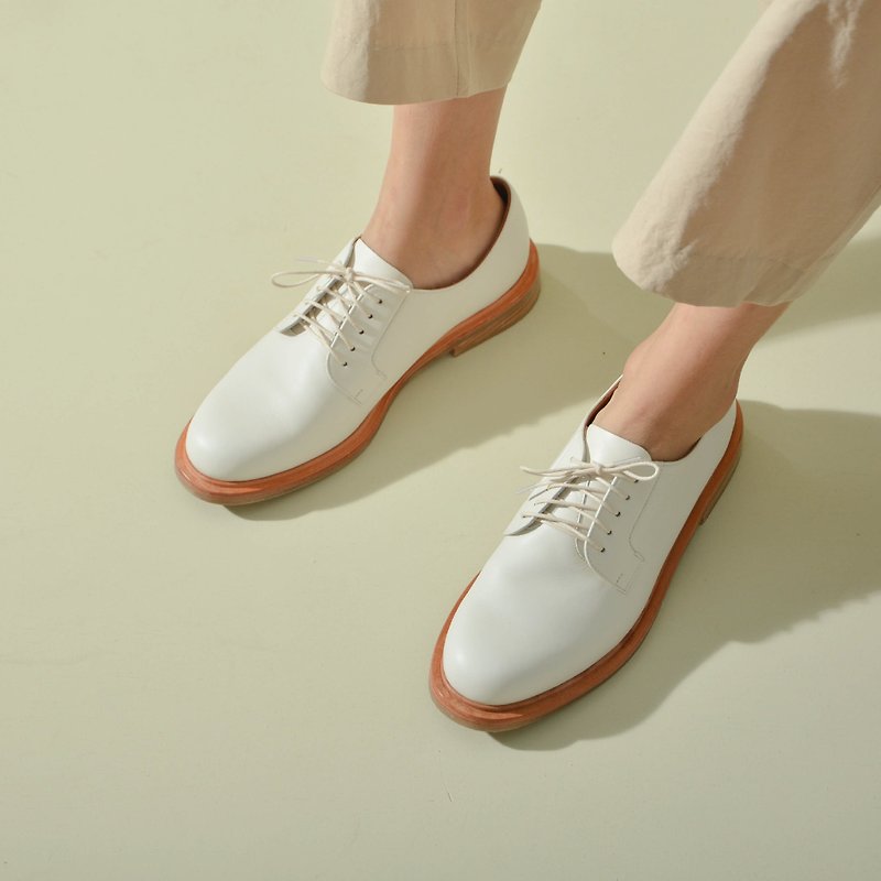布吕歇尔鞋 P03米白-原色【下订后手工生产制作】 - 女款皮鞋 - 真皮 白色