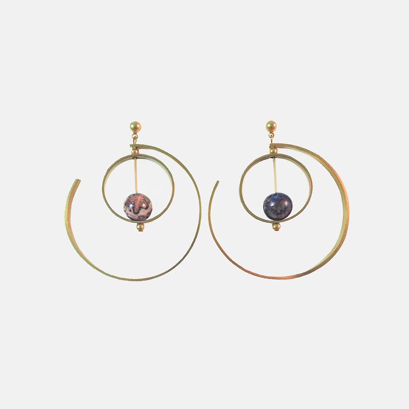 【彩虹】星球绕行耳环 - Orbit Earrings - 耳环/耳夹 - 宝石 金色