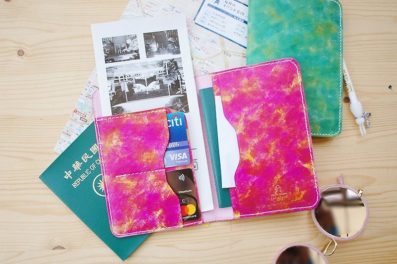棉花染真皮护照套-共2色 - 护照夹/护照套 - 真皮 粉红色