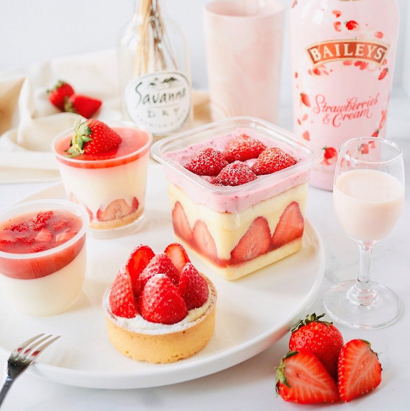 【迷那蛋糕】草莓盛宴 │草莓盒子 草莓塔 草莓奶酪 草莓奶酪杯 - 蛋糕/甜点 - 新鲜食材 红色
