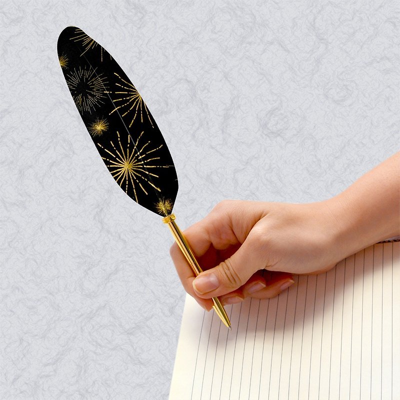 日本Quill Pen 羽毛原子笔 Lucia光之使者 L07 羽毛笔 黑暗之光 - 圆珠笔/中性笔 - 其他材质 黑色