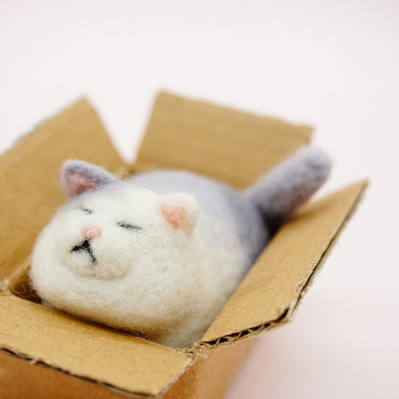 羊毛毡纸箱小灰猫 家居摆饰 圣诞礼物 - 摆饰 - 羊毛 灰色