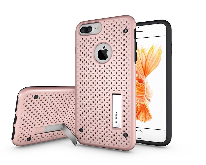 OVERDIGI iPhone7Plus 5.5" 二合一立式全包覆双料防摔保护壳 玫瑰金 - 其他 - 塑料 粉红色