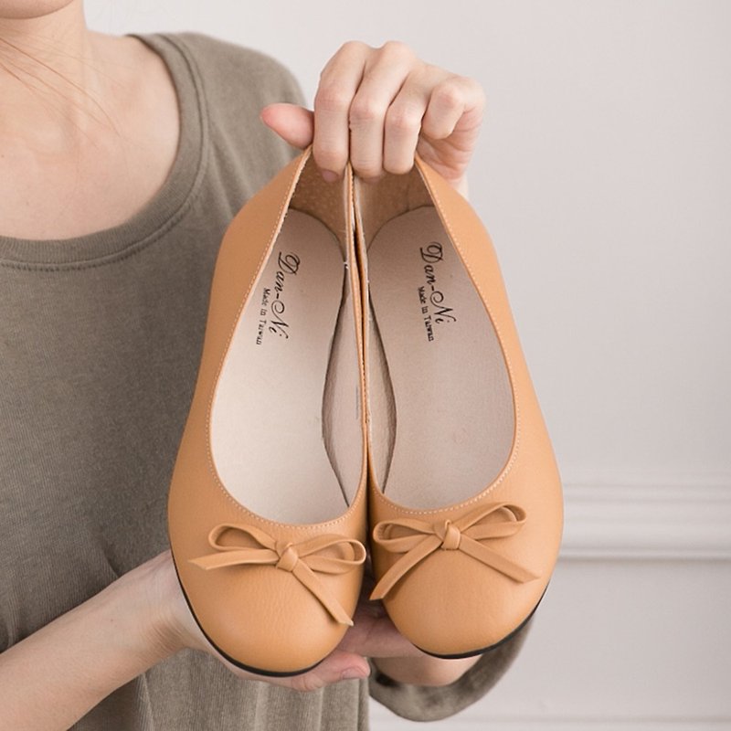 Maffeo 娃娃鞋 芭蕾舞鞋 早春甜美日本顶级牛皮娃娃鞋(1229小鹿斑比) - 芭蕾鞋/娃娃鞋 - 真皮 咖啡色