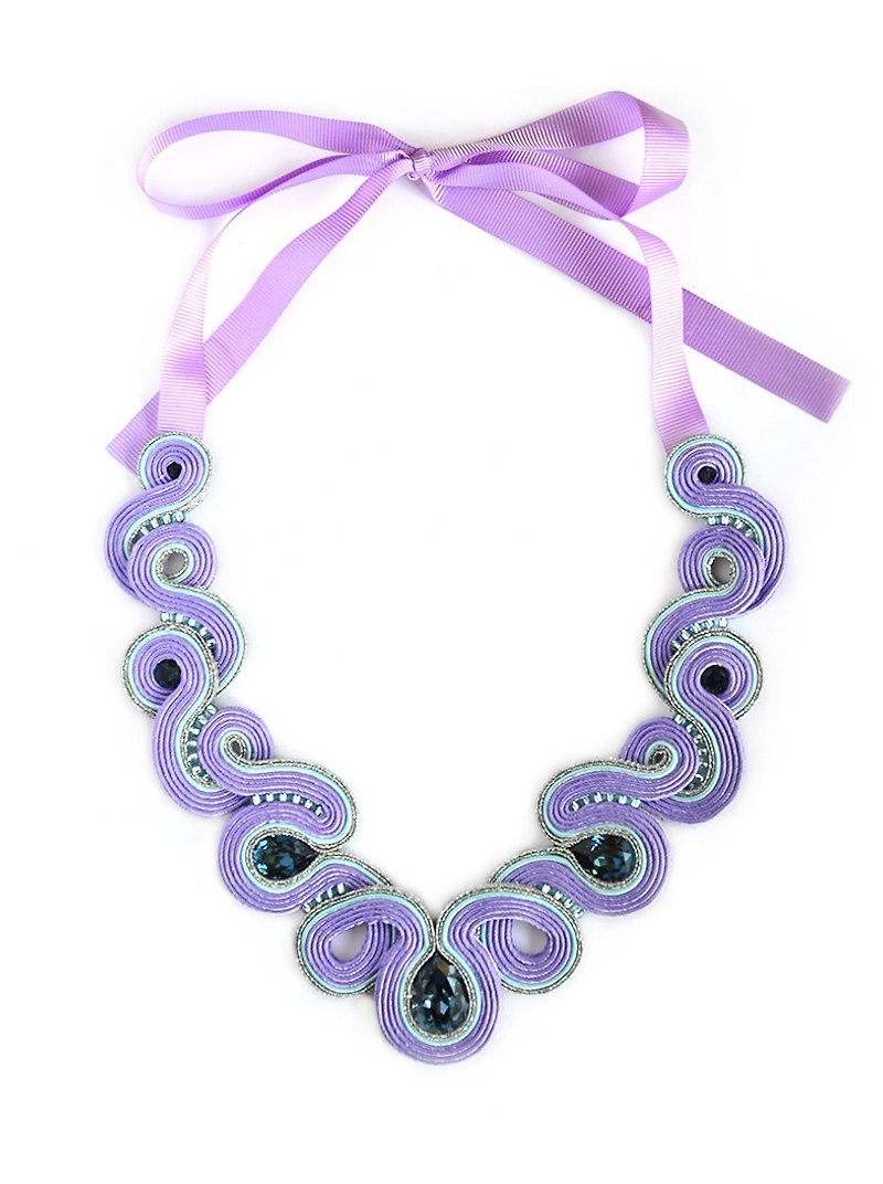 Necklace Bold necklace in purple color with Swarovski stones - 项链 - 其他材质 紫色