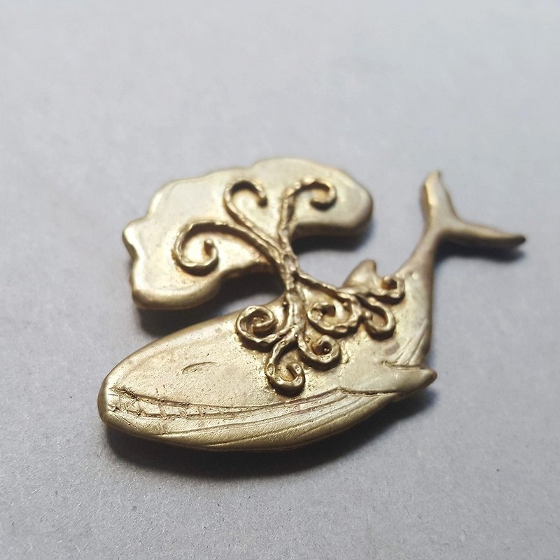 鲸鱼森林 黄铜磁铁 - 冰箱贴/磁贴 - 铜/黄铜 金色