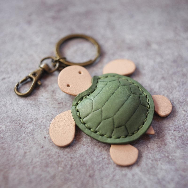 无边无际的海洋。小海龟 turtle Key holder - 钥匙链/钥匙包 - 真皮 绿色
