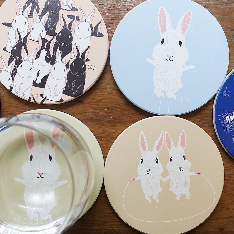 兔系列 陶瓷杯垫 - 杯垫 - 陶 白色