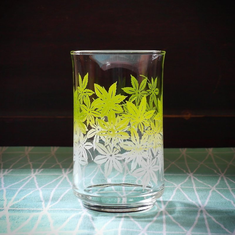 早期水杯-青枫 (餐具/旧货/老物/日本/印花玻璃) - 茶具/茶杯 - 玻璃 绿色