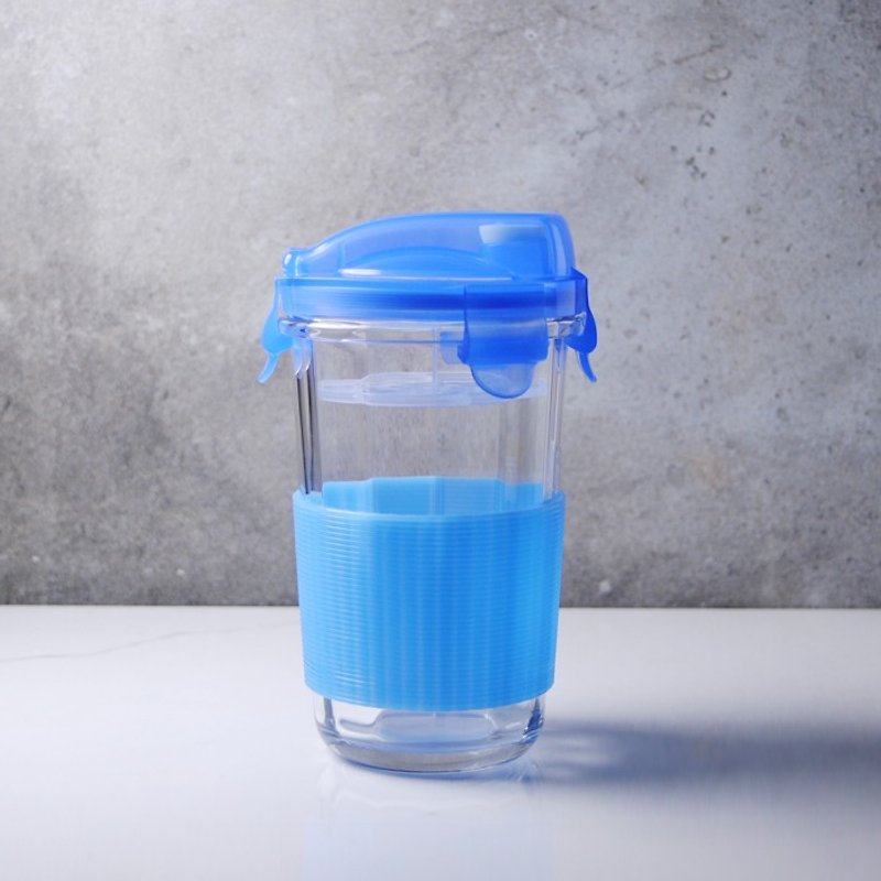 500cc【办公室环保随手杯】(天空蓝) 韩国Glasslock 便携式强化玻璃刻字 健康多喝水 耐热可泡茶喝热可可咖啡 - 水壶/水瓶 - 玻璃 蓝色