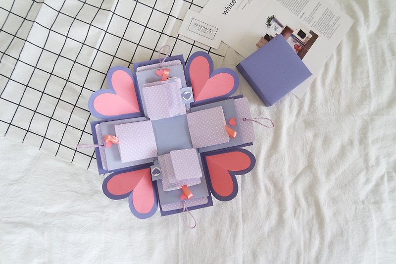 Sweet Home 礼物盒卡片－午后粉紫 - 手工卡片/爆炸盒子/情人节 - 卡片/明信片 - 纸 