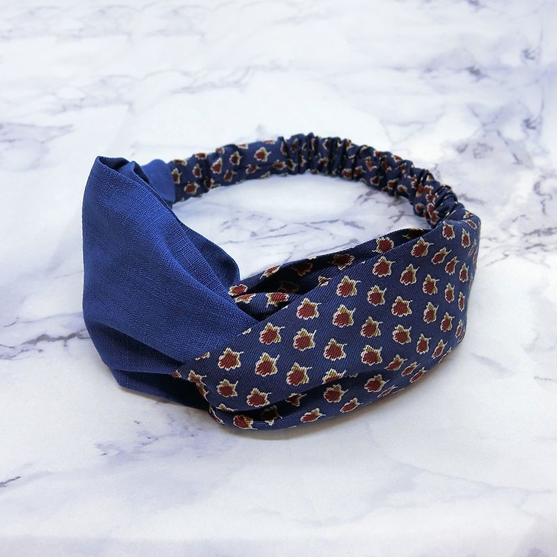 【壳艺品】欧风印象发带(蓝) - 发带/发箍 - 棉．麻 蓝色