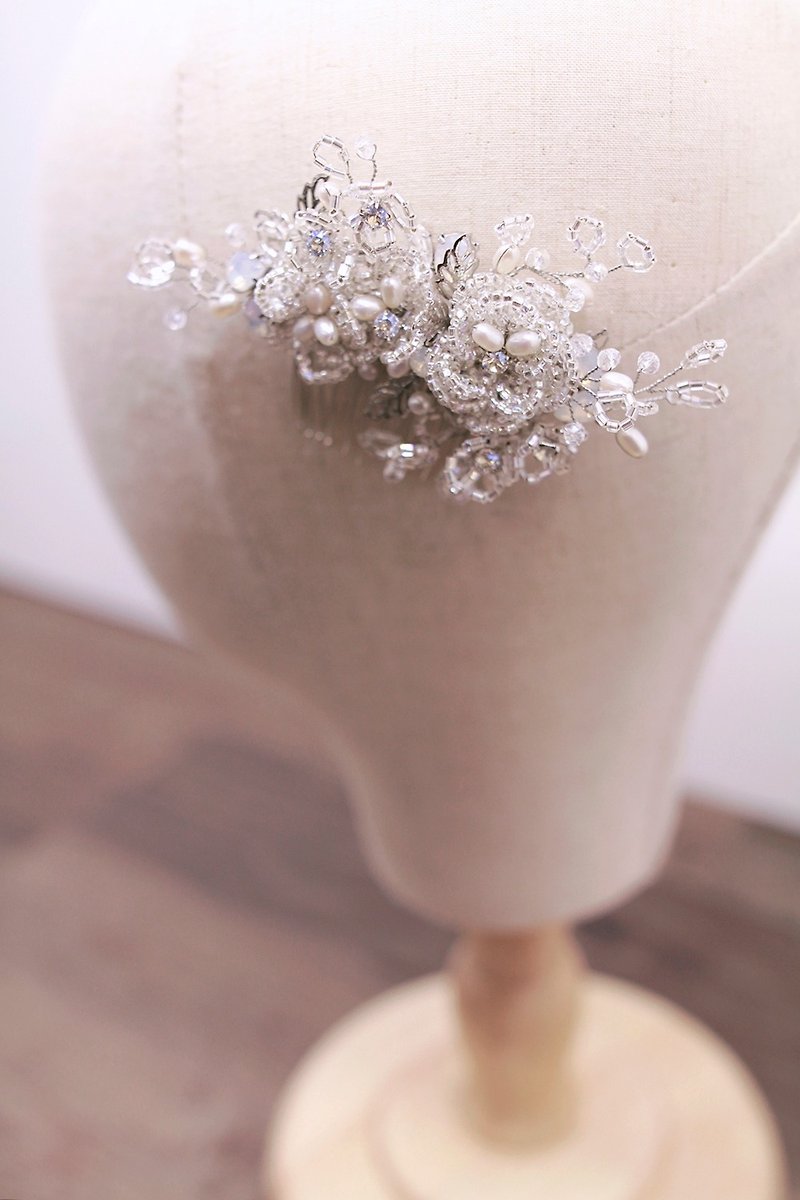 Bridal Headpiece,Rhinestone Headpiece,水晶银白串珠花头饰 - 发饰 - 玻璃 银色
