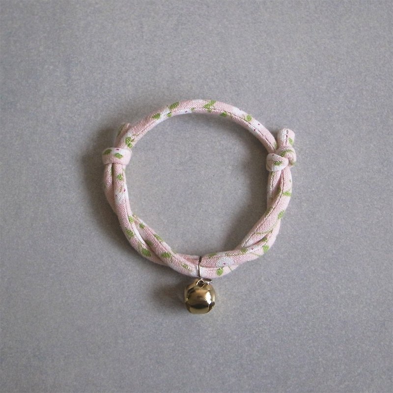 北欧棉布日本犬猫颈圈 项圈(可调式)--浅蜜桃色(安全项圈) - 项圈/牵绳 - 棉．麻 粉红色