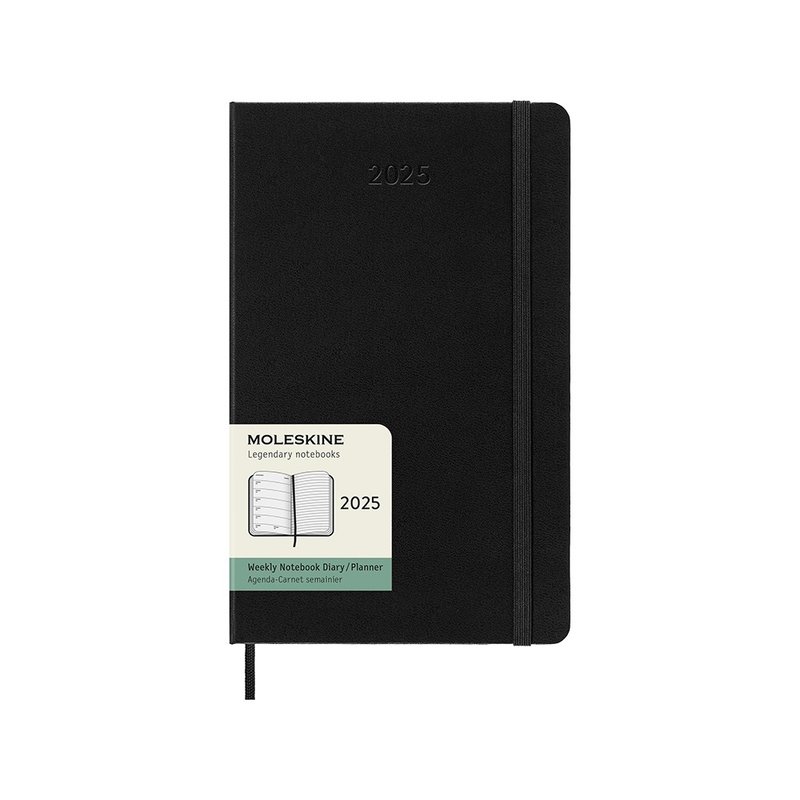 MOLESKINE 2025 周记手帐 12M 硬壳－L型 黑 烫金服务 - 笔记本/手帐 - 纸 黑色