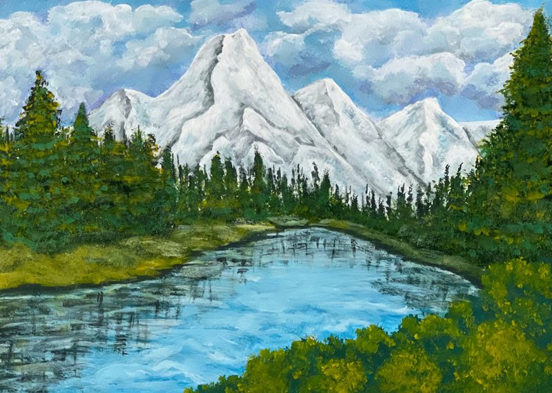 White mountains. Mountain landscape. Gouache. - 墙贴/壁贴 - 纸 