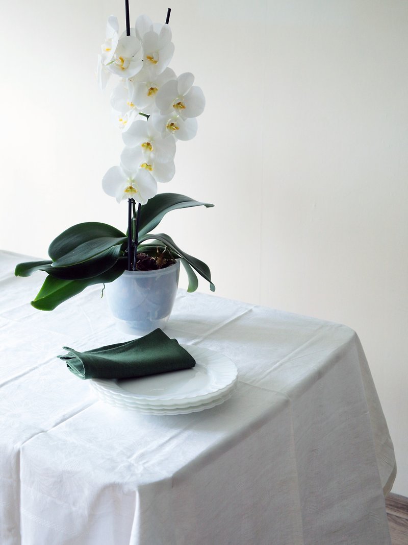 水洗亚麻壁纸 - 白色 - 方桌 150 x 150 厘米 法式壁纸 - 餐垫/桌巾 - 亚麻 白色