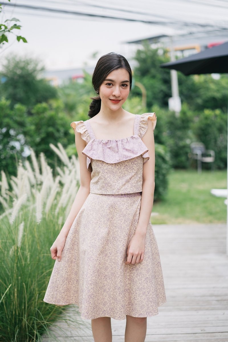 Floral Crop Top and Skirt Set Cotton Clothing Summer Style Vintage Cozy Blouse  - 女装上衣 - 棉．麻 粉红色