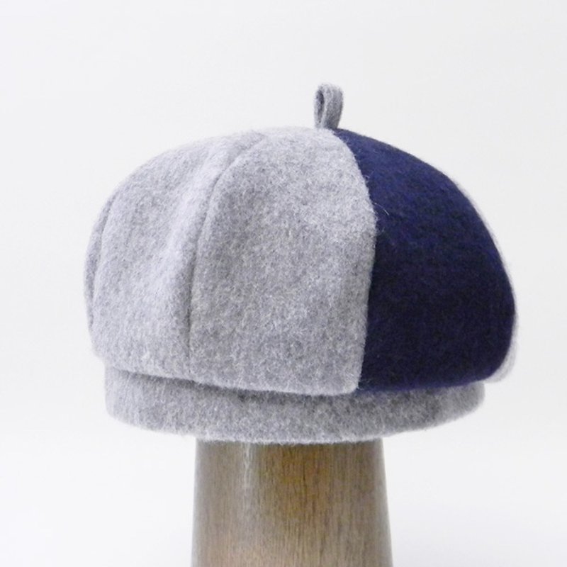 ほっこり起毛した８枚はぎのコンビカラーのベレー帽グレーPL1712グレー - 帽子 - 其他材质 灰色