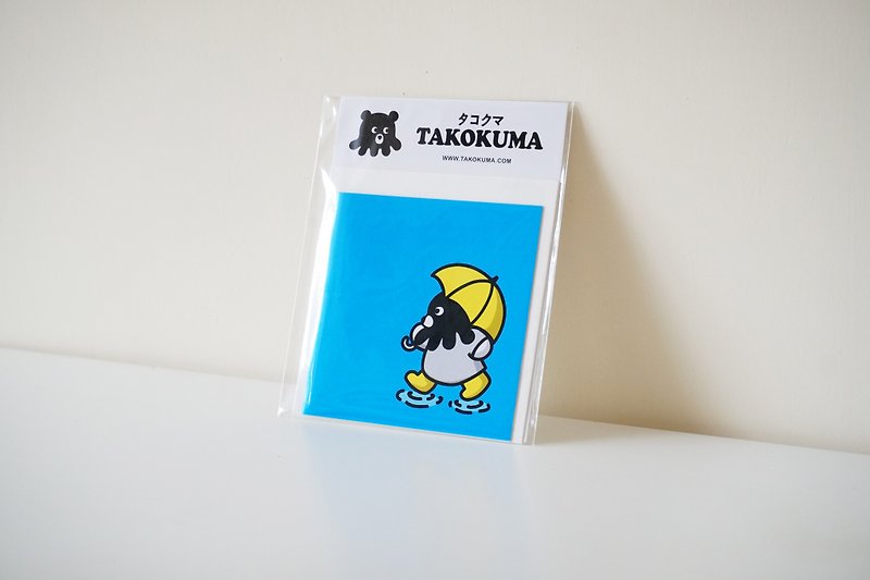 章鱼熊Takokuma方形小卡片-雨中散步 - 卡片/明信片 - 纸 蓝色