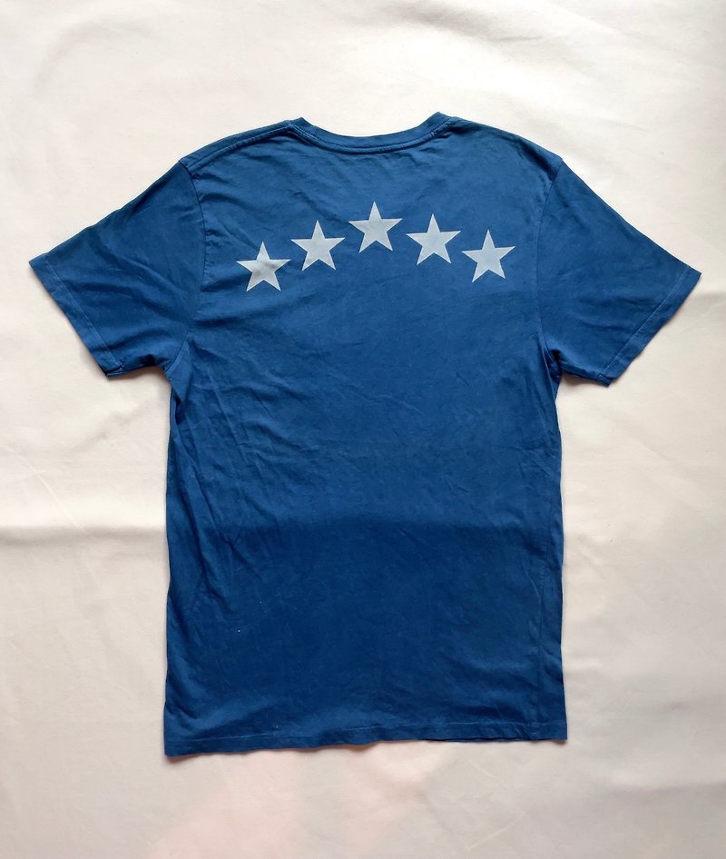 日本製 手染め BLUE 5 STAR organic cotton TEE Indigo dyed 藍染 aizome JAPANBLUE - 女装 T 恤 - 棉．麻 蓝色