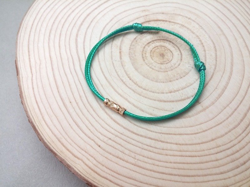 蜡线手环 雕花铜管 素色简约 蜡绳细线 - 手链/手环 - 其他材质 绿色