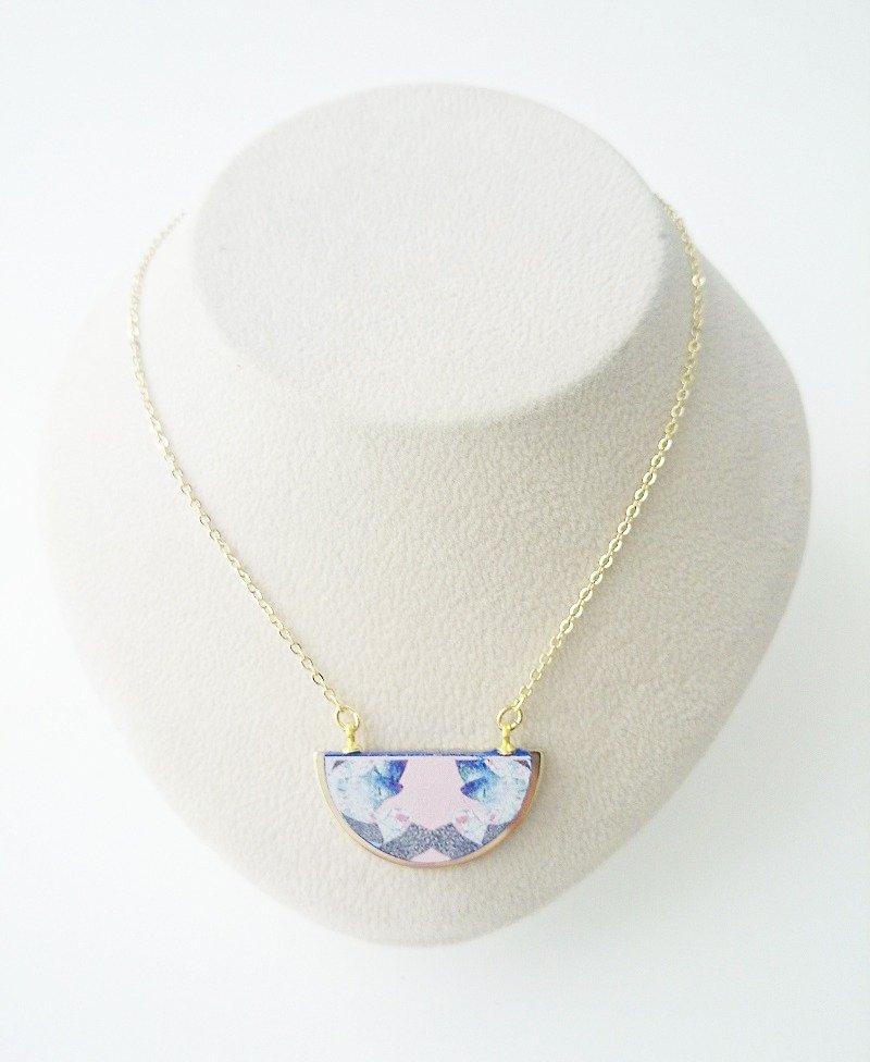 geometric print wooden necklace - 项链 - 木头 蓝色