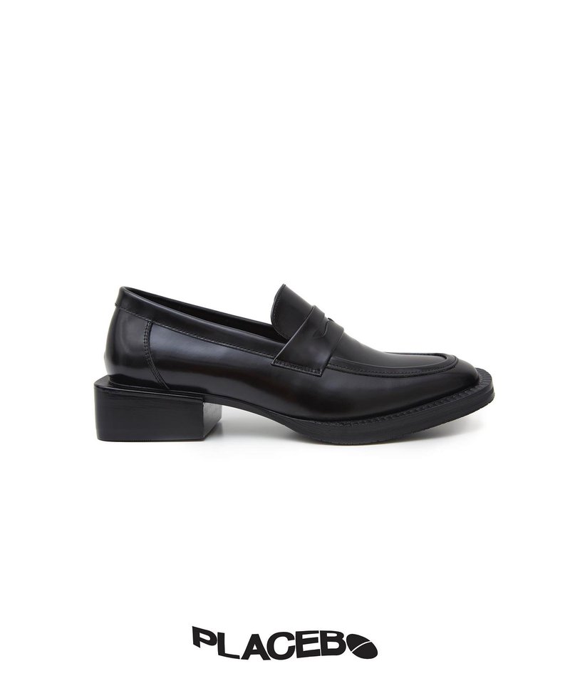 PLACEBO SQUARE BLACK LOAFER - 女款皮鞋 - 真皮 黑色