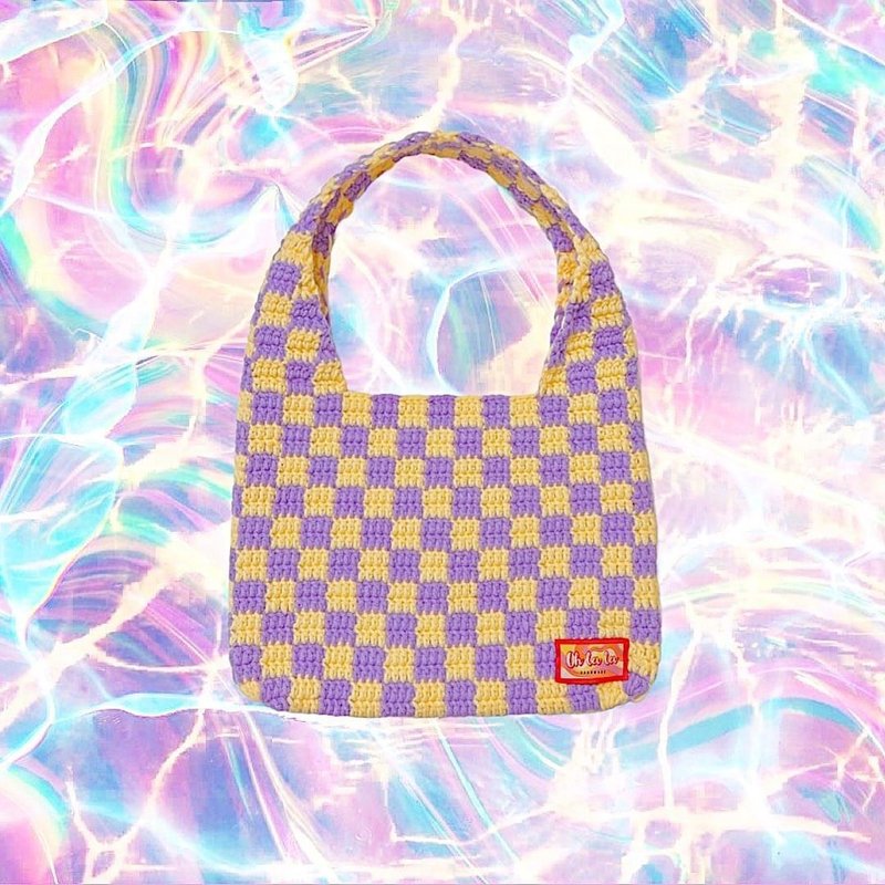 Checkerboard Knit Bag - 手提包/手提袋 - 棉．麻 多色