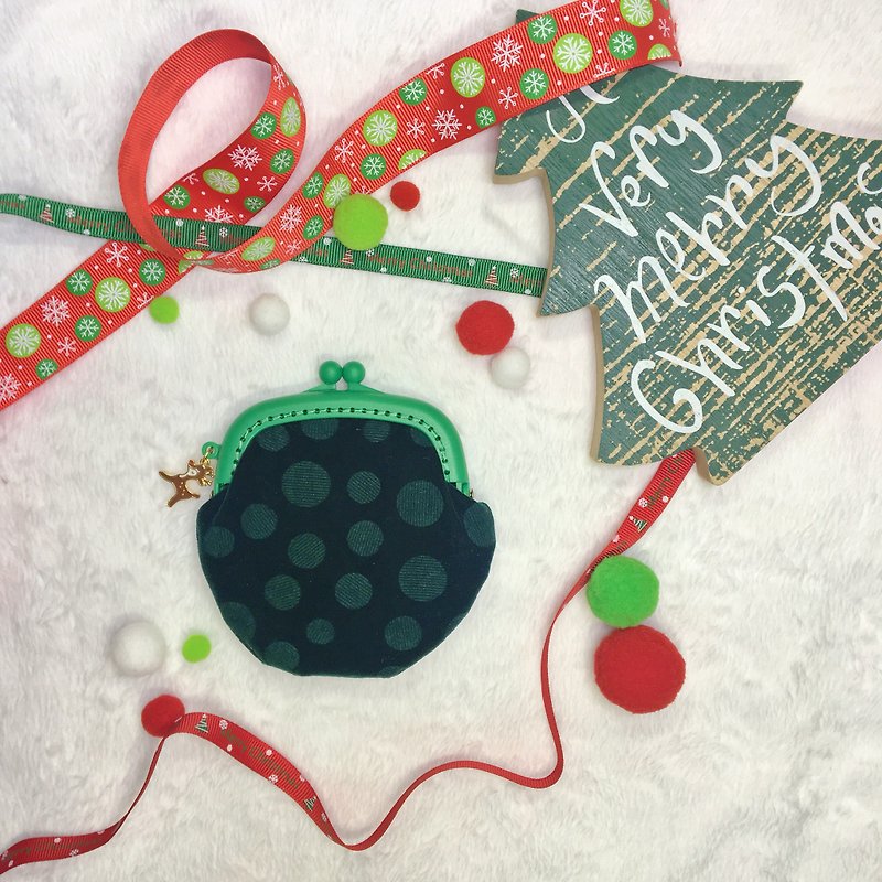 极绿普普圣诞麋鹿 口金包/零钱包/耳机包 - 零钱包 - 其他材质 绿色