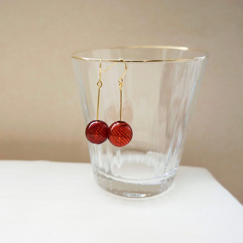 玻璃泡泡耳环 浆果 - 耳环/耳夹 - 玻璃 红色