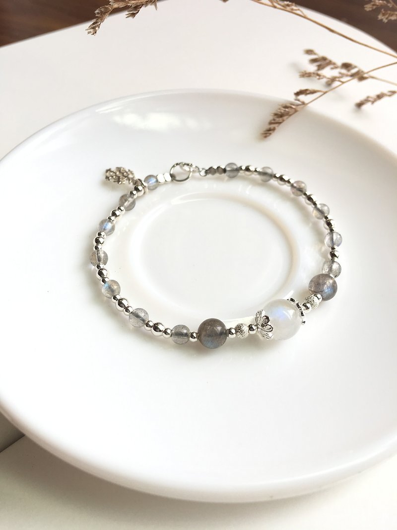 Ops  Labradorite Silver bracelet -蓝光/月光石/拉长石/silver - 手链/手环 - 宝石 银色