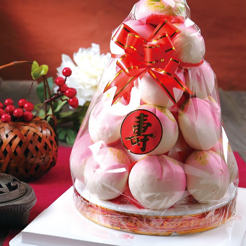 【和平寿桃】桌上型寿桃塔 - 寿、瘦、兽 3字任选 - 蛋糕/甜点 - 其他材质 粉红色