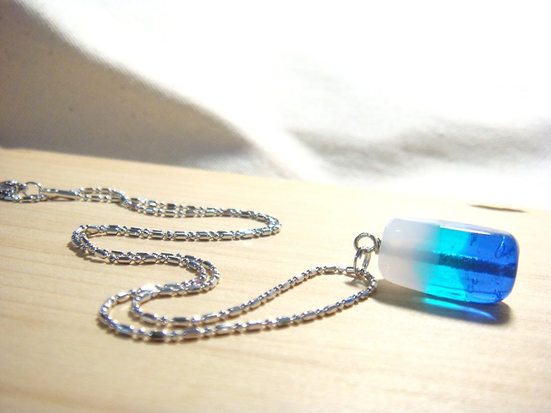 柚子林琉璃 - 海漾- 琉璃珠项链 - 项链 - 玻璃 蓝色
