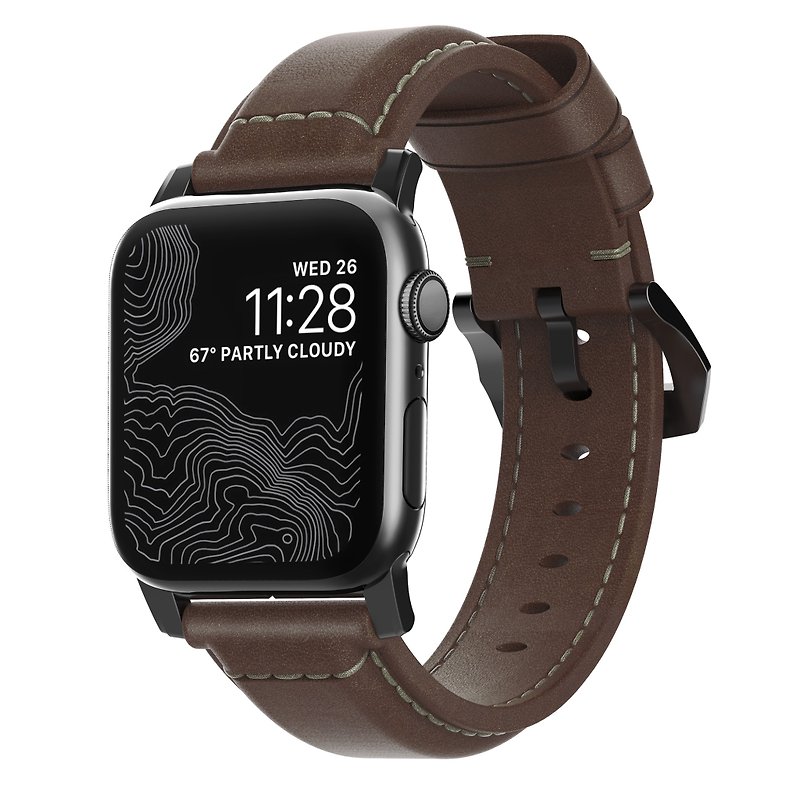 美国NOMADxHORWEEN Apple Watch专用皮革表带-棕皮黑扣(4682) - 表带 - 真皮 咖啡色