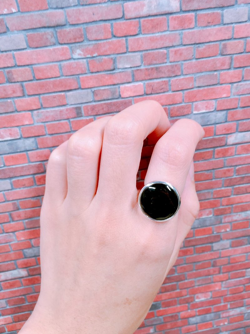 天然黑玛瑙戒指(男女皆适合) - 对戒 - 宝石 黑色