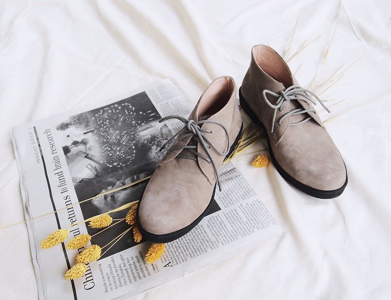 【零码】灰色__牛巴戈沙漠靴 A1618 (灰、棕、咖啡三色) - 女款短靴 - 真皮 灰色