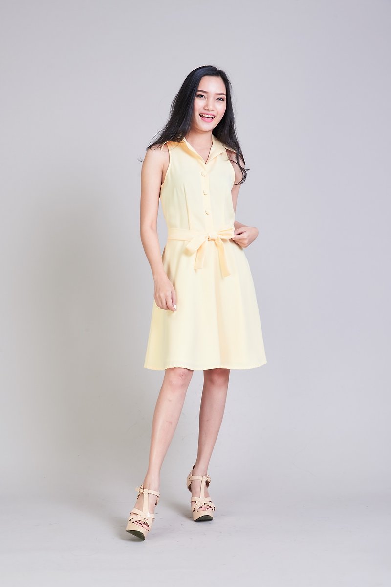 Work Dress Yellow Dress Shirt Dress Party Dress Sundress Bridesmaid Dress - 洋装/连衣裙 - 聚酯纤维 黄色