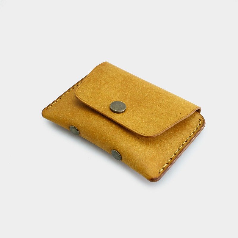 RENEW - 零钱包 意大利植鞣革手缝 黄色Napoli 卡片包 - 零钱包 - 真皮 黄色