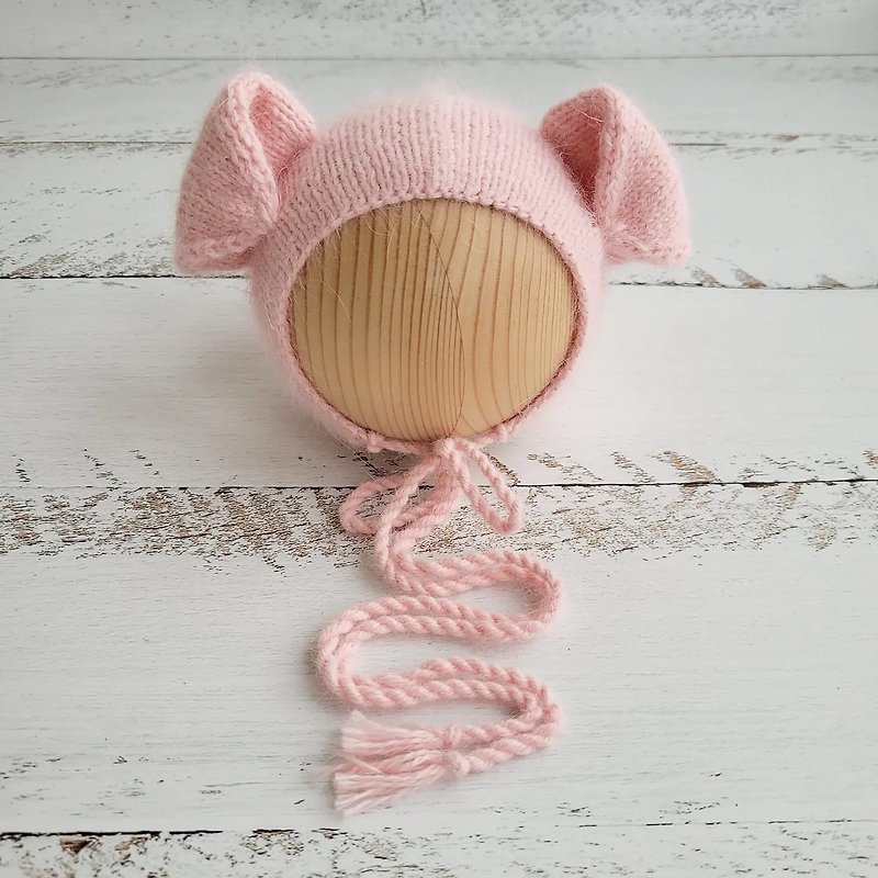 Pig newborn bonnet knitting pattern - 编织/刺绣/羊毛毡/裁缝 - 其他材质 