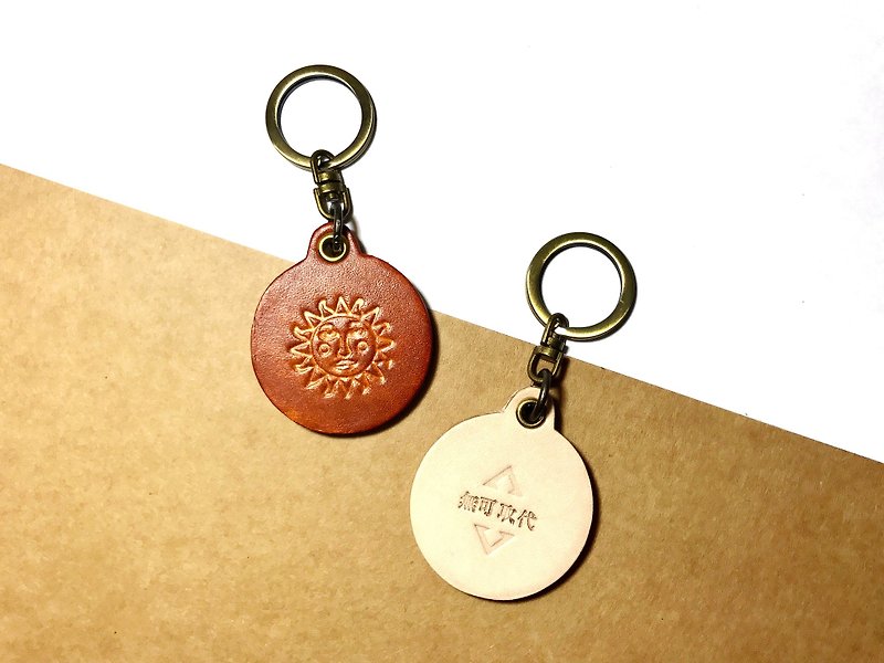 日与月圆 定制皮革钥匙圈 (12色/免费刻字) - 钥匙链/钥匙包 - 真皮 咖啡色