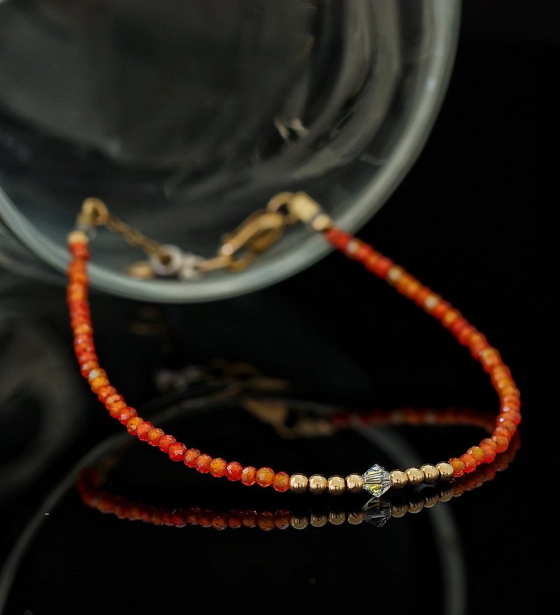 日本记忆合金水晶手链系列 橙锆石 14K包金 GF Swarovski配珠手链 - 手链/手环 - 宝石 