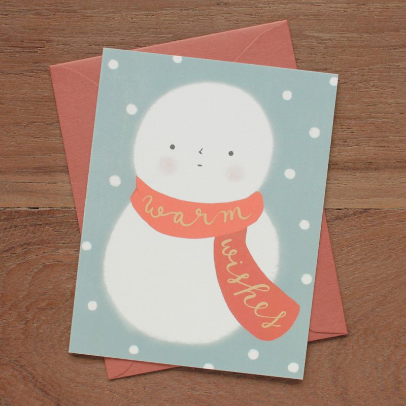 Warm Wishes Snowman Card - 卡片/明信片 - 纸 白色
